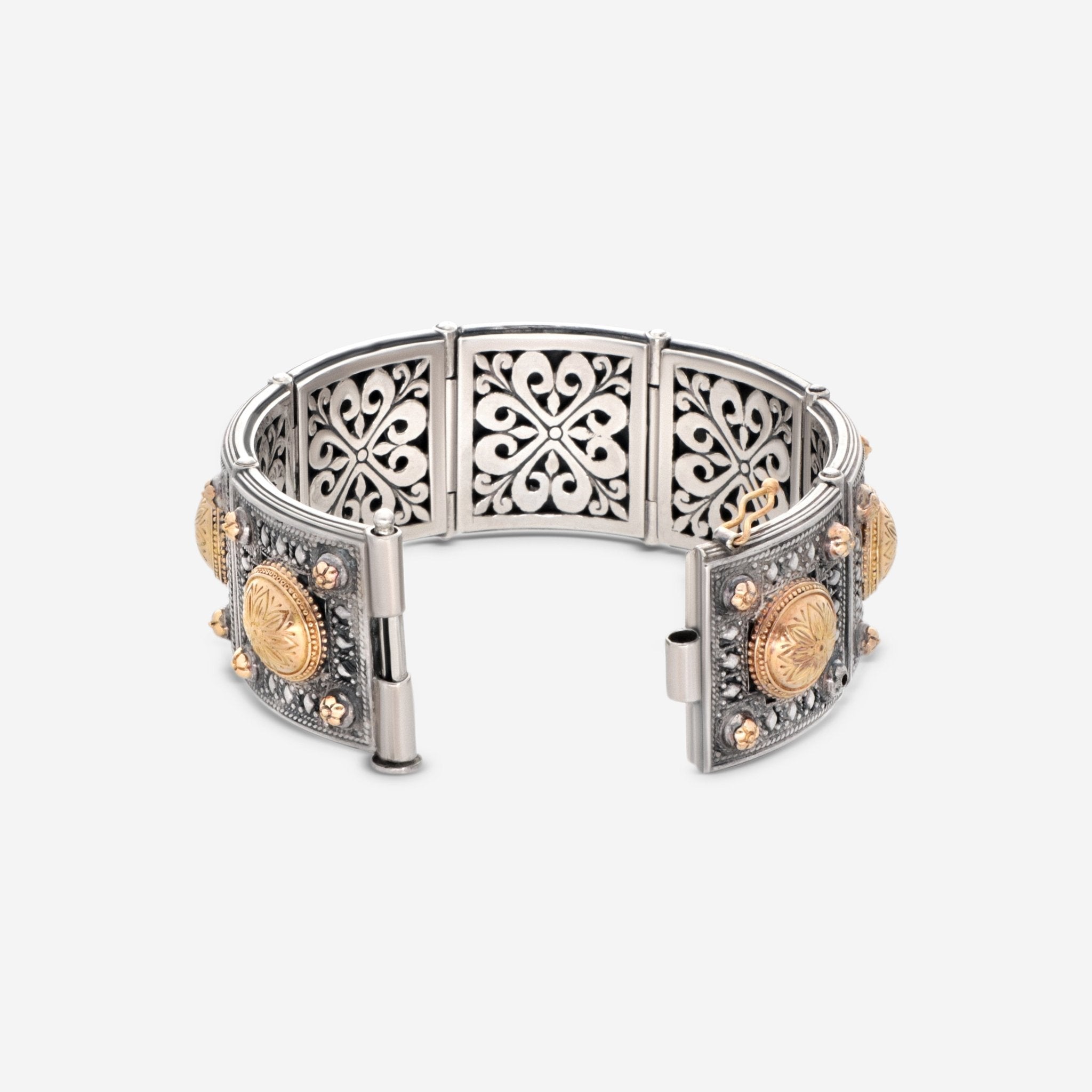 Konstantino SG Classic Sterling Silver, 18K Yellow Gold & Onyx Cuff Bracelet BKJ38 - 130 7U - THE SOLIST - Konstantino