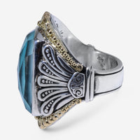 Konstantino Sterling Silver, 18K Yellow Gold, and Chrysocolla Doublet Ring sz 7 DMK2059 - 370 - THE SOLIST - Konstantino