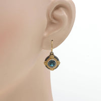 Konstantino Sterling Silver, 18K Yellow Gold, and London Blue Topaz Earrings SKMK3115 - 298 - CUT - THE SOLIST - Konstantino