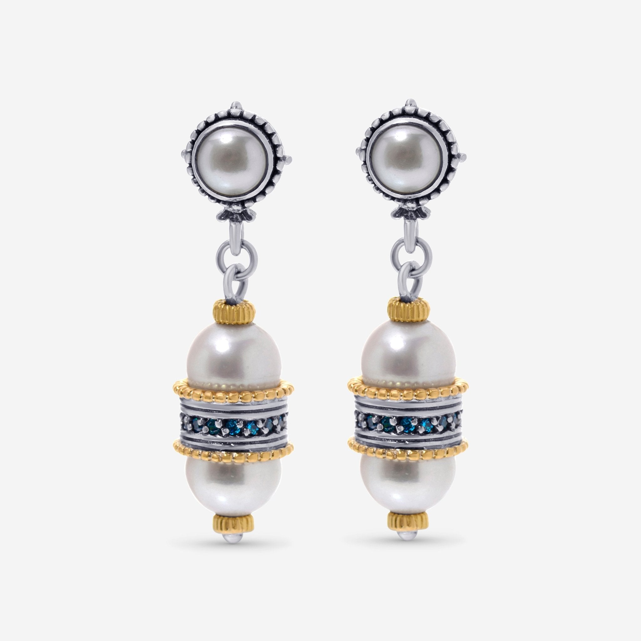 Konstantino Sterling Silver, 18K Yellow Gold, and Pearl Earrings SKKJ638 - 476 - THE SOLIST - Konstantino