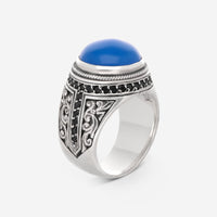 Konstantino Sterling Silver Blue Agate & Black Spinel Ring DKJ479 - 296 - THE SOLIST - Konstantino