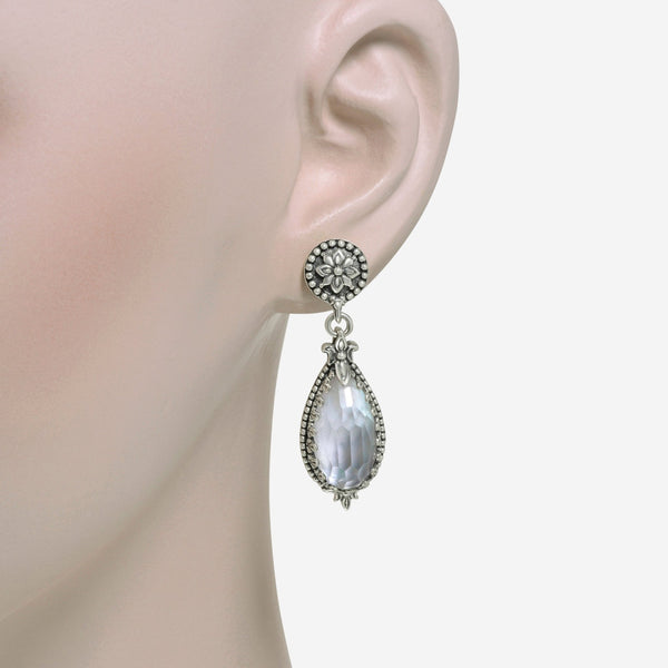 Konstantino Sterling Silver, Mother Of Pearl and Rock Crystal Doublet Drop Earrings SKKJ512 - 313 - THE SOLIST - Konstantino