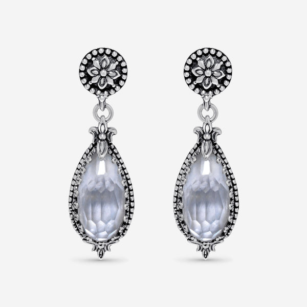 Konstantino Sterling Silver, Mother Of Pearl and Rock Crystal Doublet Drop Earrings SKKJ512 - 313 - THE SOLIST - Konstantino