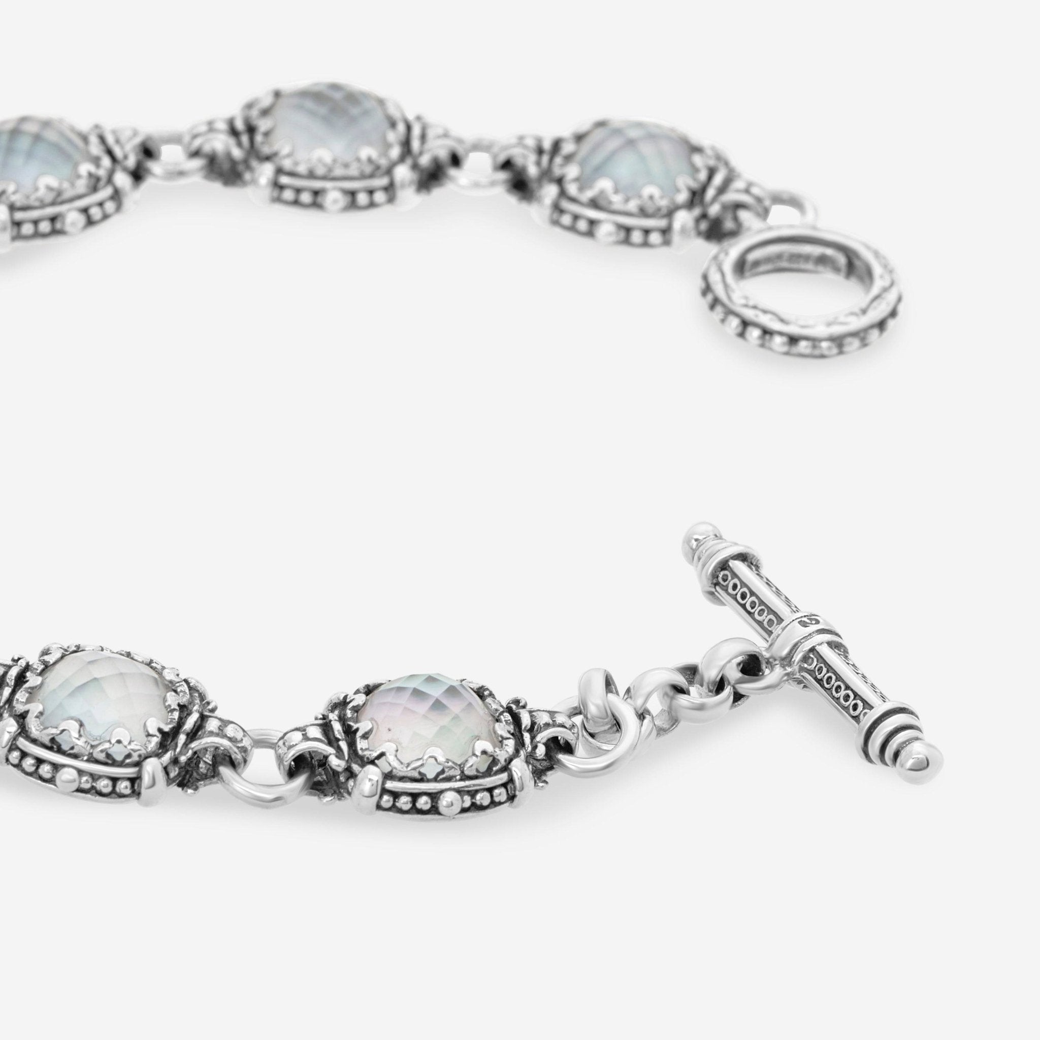 Konstantino Sterling Silver, Mother Of Pearl and Rock Crystal Doublet Link Bracelet BKJ448 - 313 - THE SOLIST - Konstantino