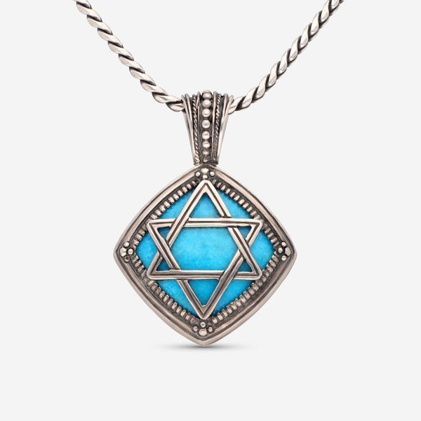 Konstantino Sterling Silver & Turquoise Star of David Pendant Necklace C - MEKJ671 - 131 - 137 - THE SOLIST - Konstantino