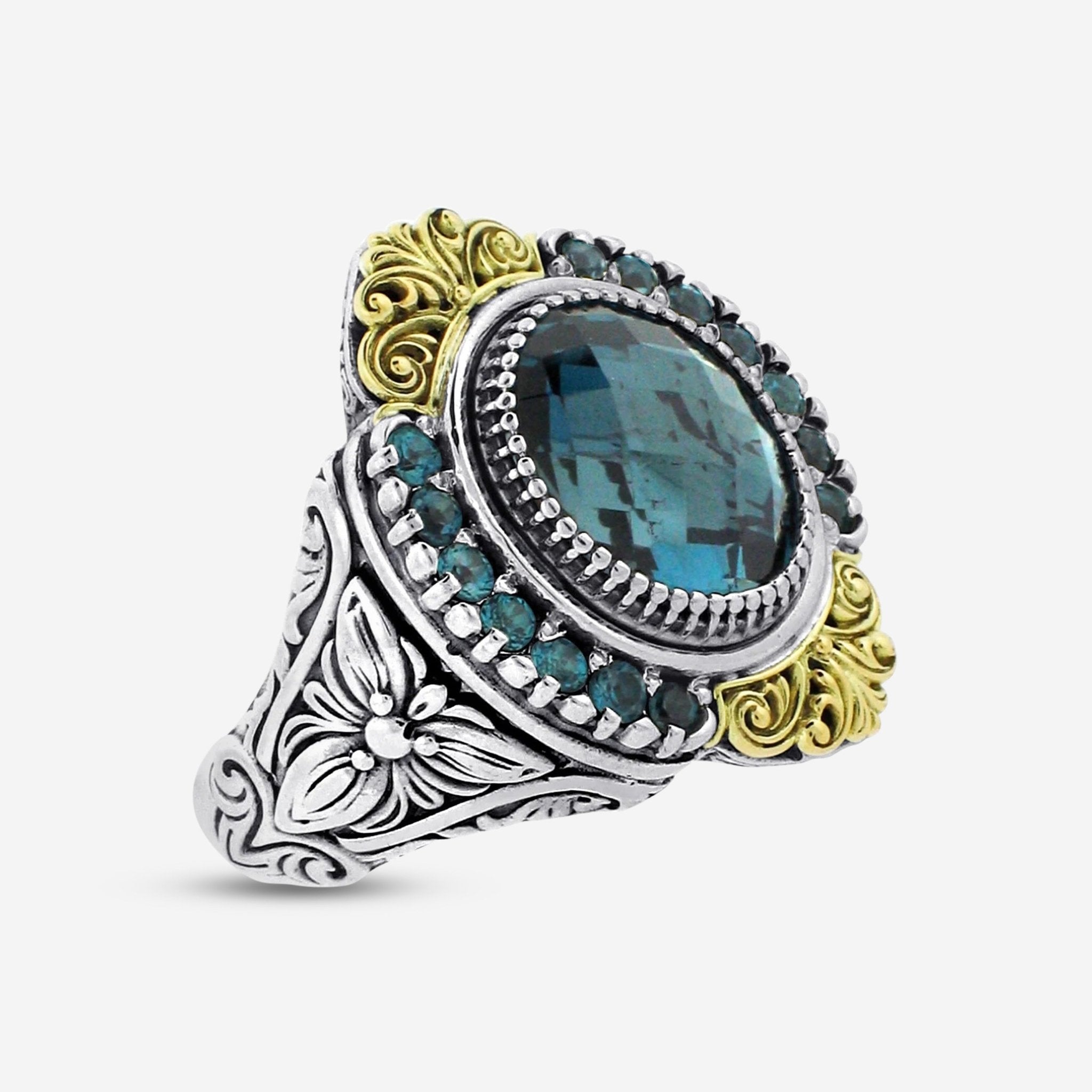 Konstantino Thalassa Sterling Silver & 18k Yellow Gold London Blue Topaz Ring DMK2016 - 298 - CUT - THE SOLIST - Konstantino