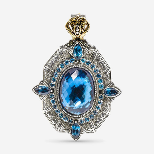 Konstantino Thalassa Sterling Silver and 18K Yellow Gold, Topaz Statement Pendant MEMK5124 - 298 - CUT - THE SOLIST - Konstantino