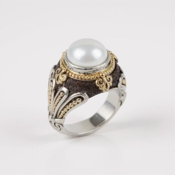 Konstantino Sterling Silver & 18K Yellow Gold Pearl Ring Sz. 8 DMK2099-122 - THE SOLIST