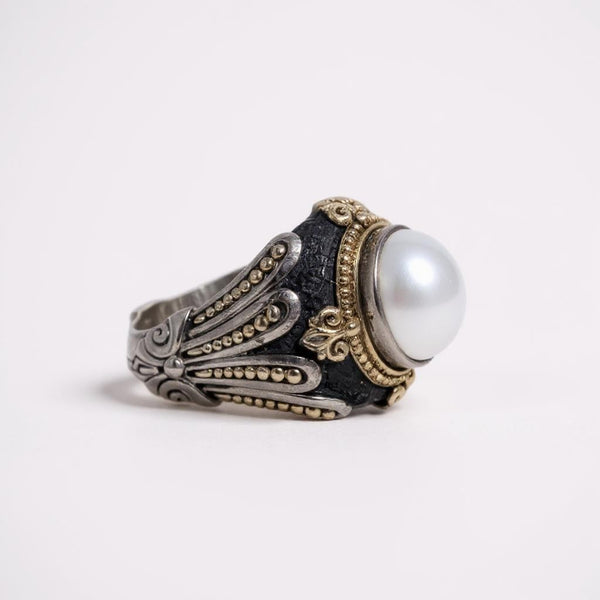 Konstantino Sterling Silver & 18K Yellow Gold Pearl Ring Sz. 8 DMK2099-122 - THE SOLIST
