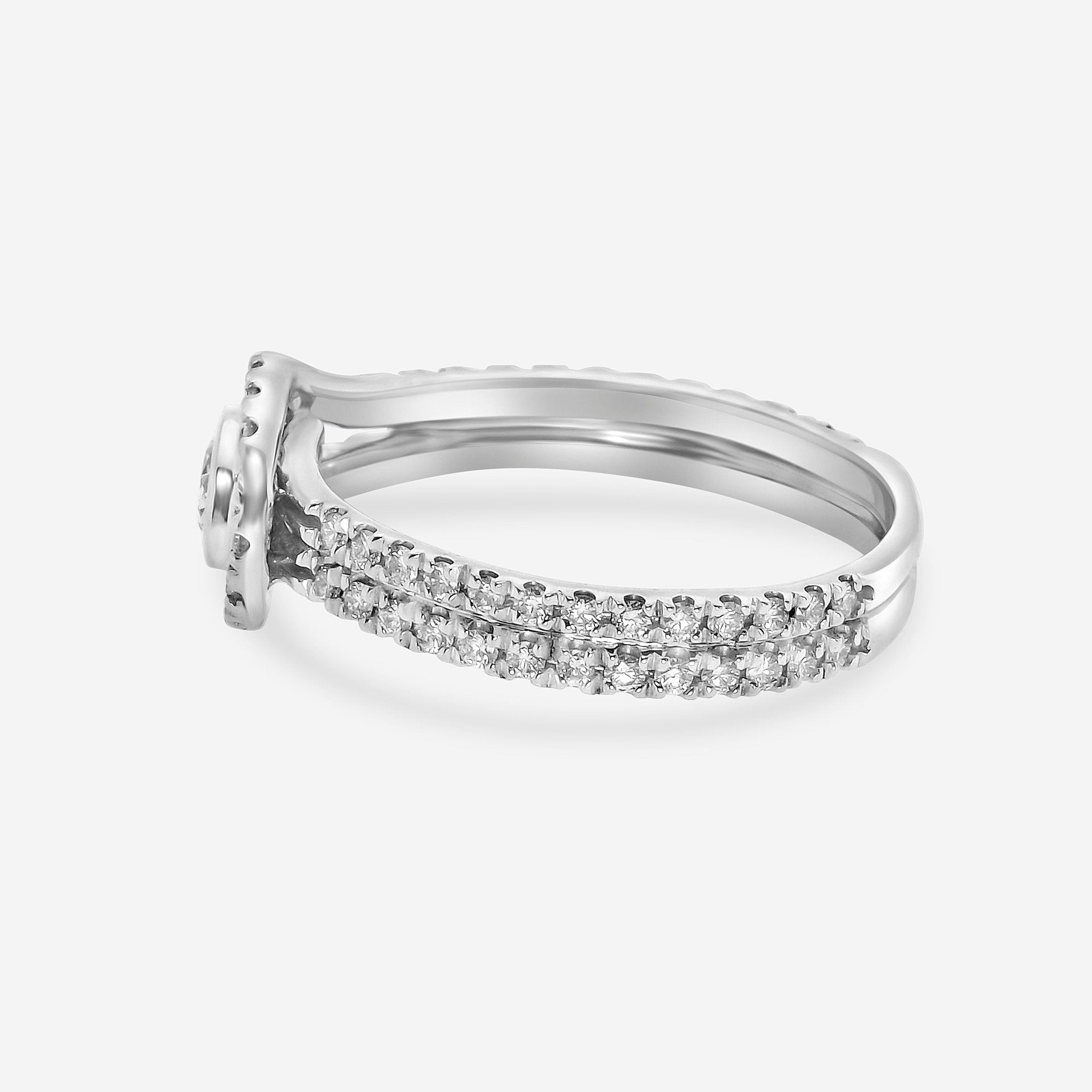 Kwiat 18K White Gold, Oval Diamond Button Ring R - 14372 - 0 - DIA - 18KW - THE SOLIST - Kwiat