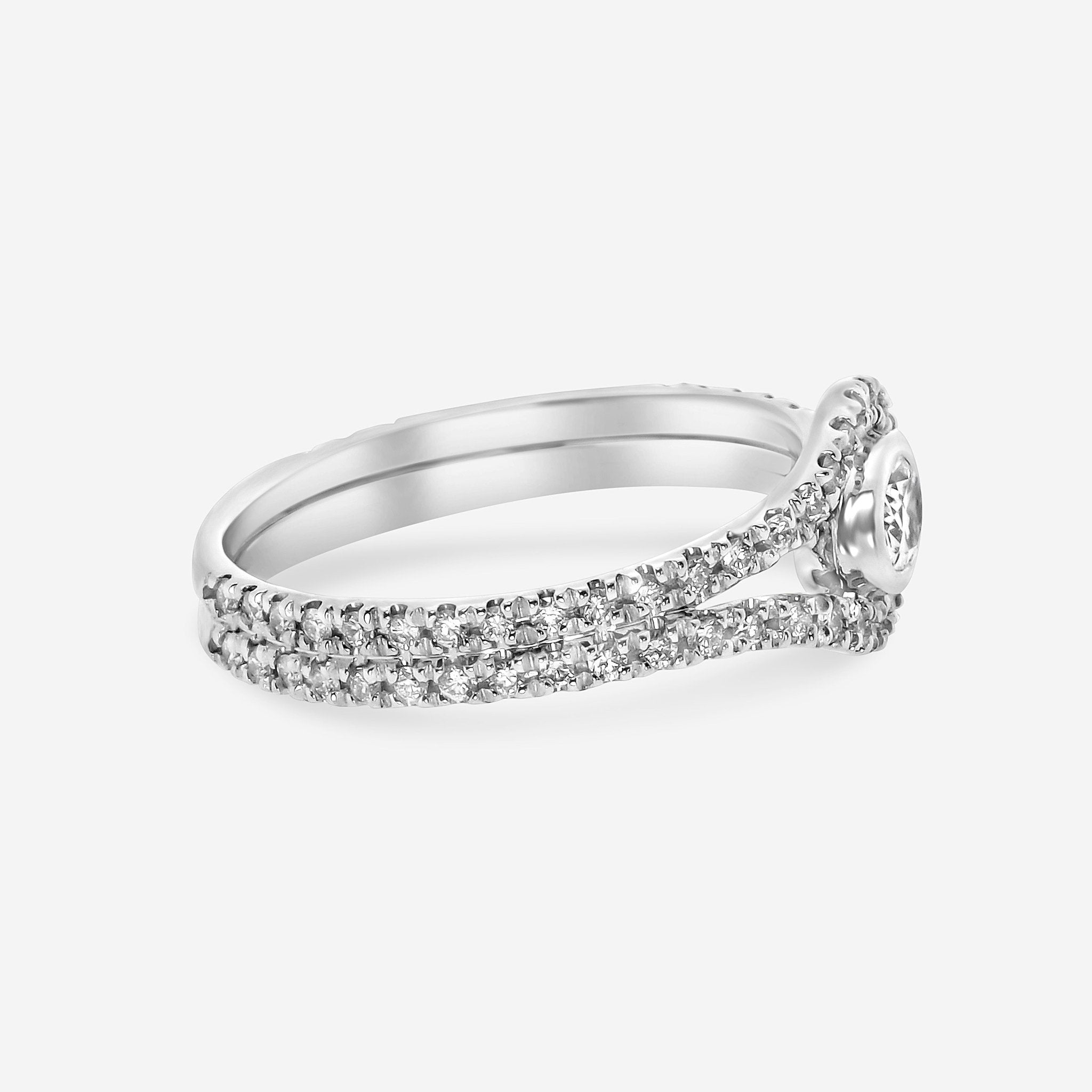 Kwiat 18K White Gold, Oval Diamond Button Ring R - 14372 - 0 - DIA - 18KW - THE SOLIST - Kwiat