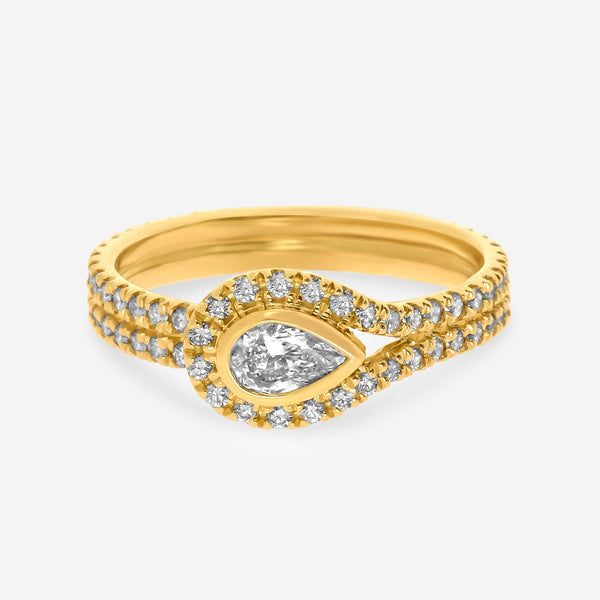 Kwiat 18K Yellow Gold, Pear Shape Diamond Button Ring R - 14374 - 0 - DIA - 18KY - THE SOLIST - Kwiat