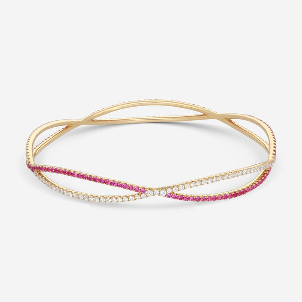 Kwiat Fidelity 18K Yellow Gold Diamond & Ruby Bangle Bracelet 15503 - 0 - DIARUB - 18KY - THE SOLIST - Kwiat