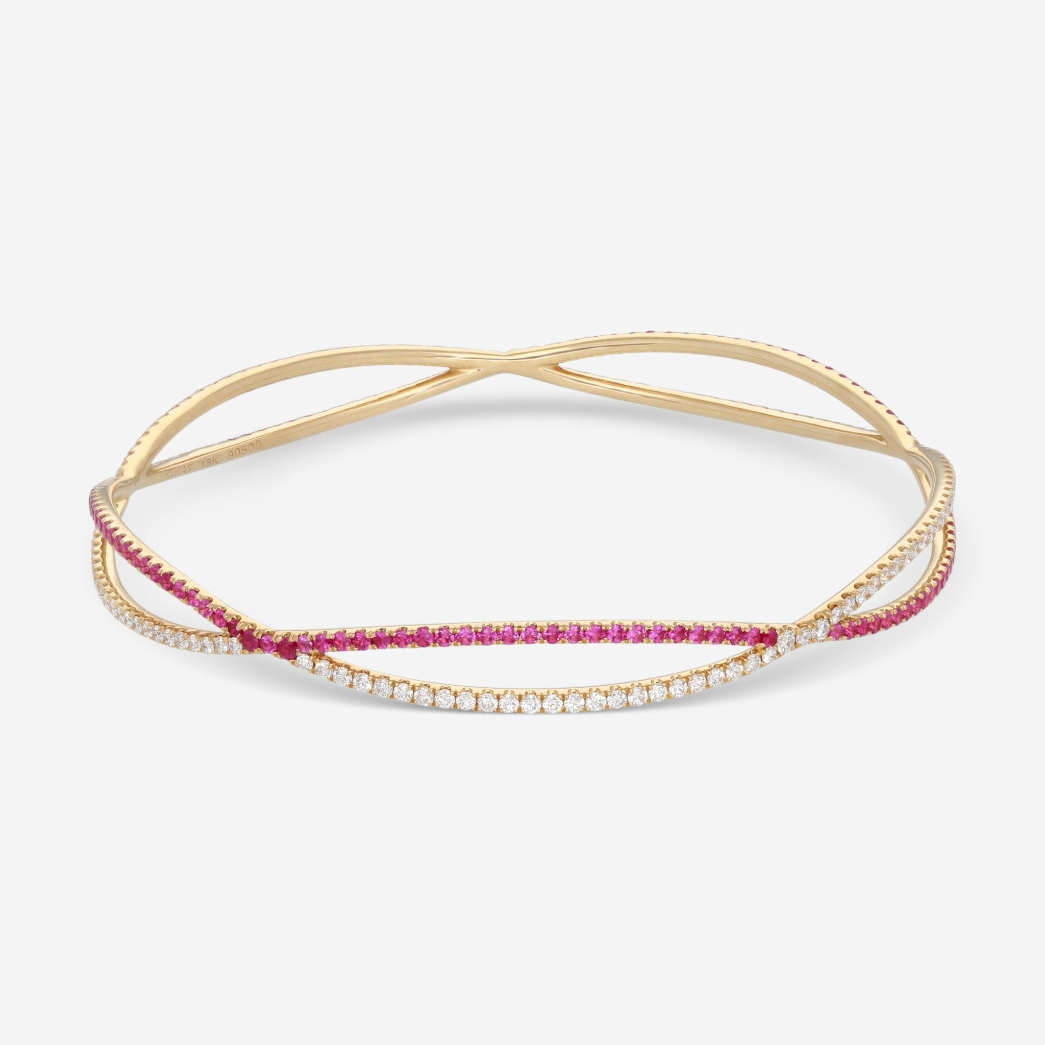 Kwiat Fidelity 18K Yellow Gold Diamond & Ruby Bangle Bracelet 15503 - 0 - DIARUB - 18KY - THE SOLIST - Kwiat