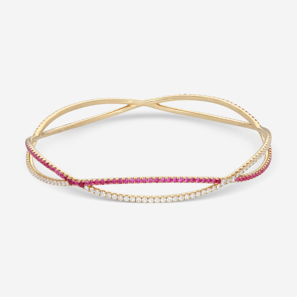 Kwiat Fidelity 18K Yellow Gold Diamond & Ruby Bangle Bracelet 15503 - 0 - DIARUB - 18KY - THE SOLIST - Kwiat