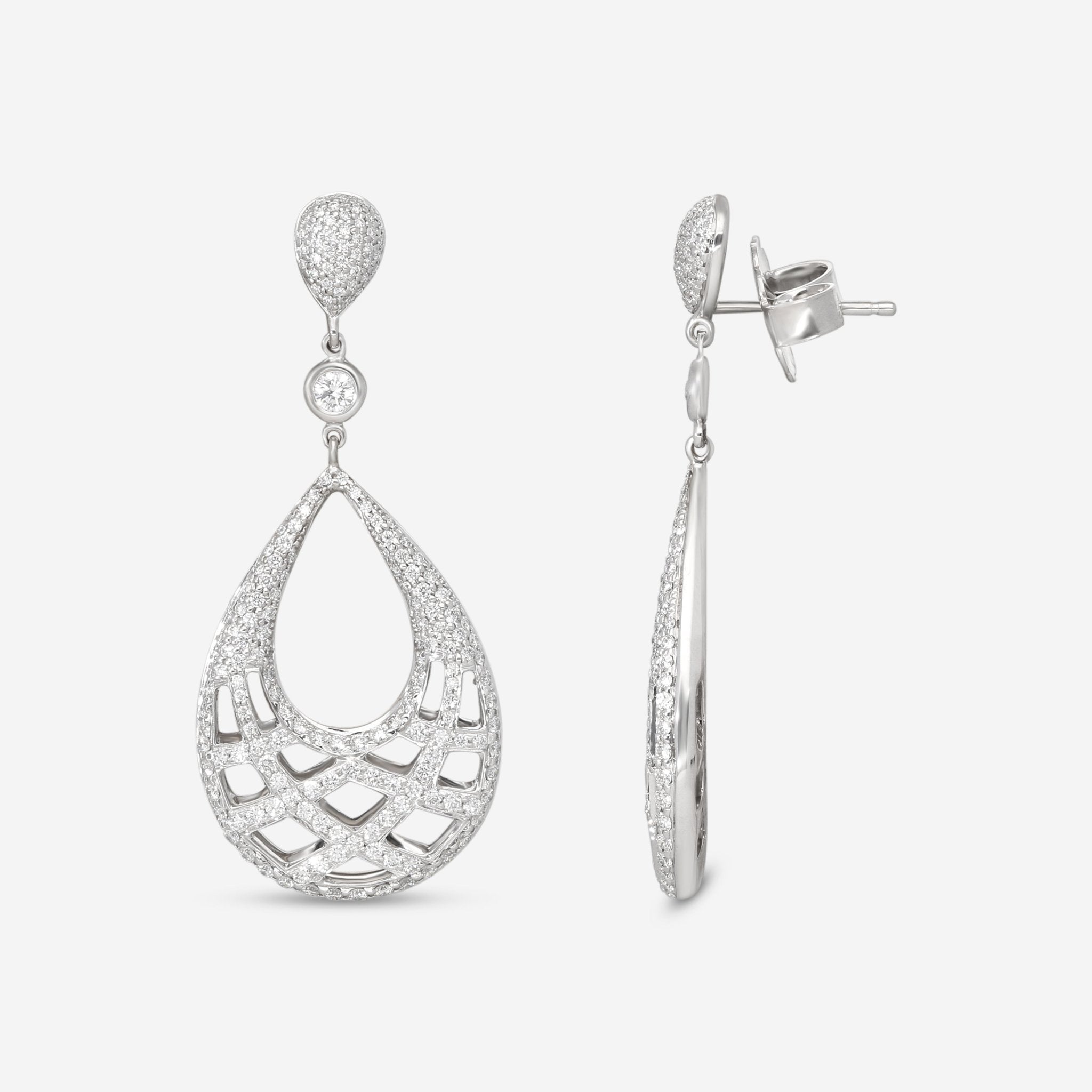 Kwiat Jacquard 18K White Gold Diamond Teardrop Earrings E - 2158 - 0 - DIA - 18KW - THE SOLIST - Kwiat