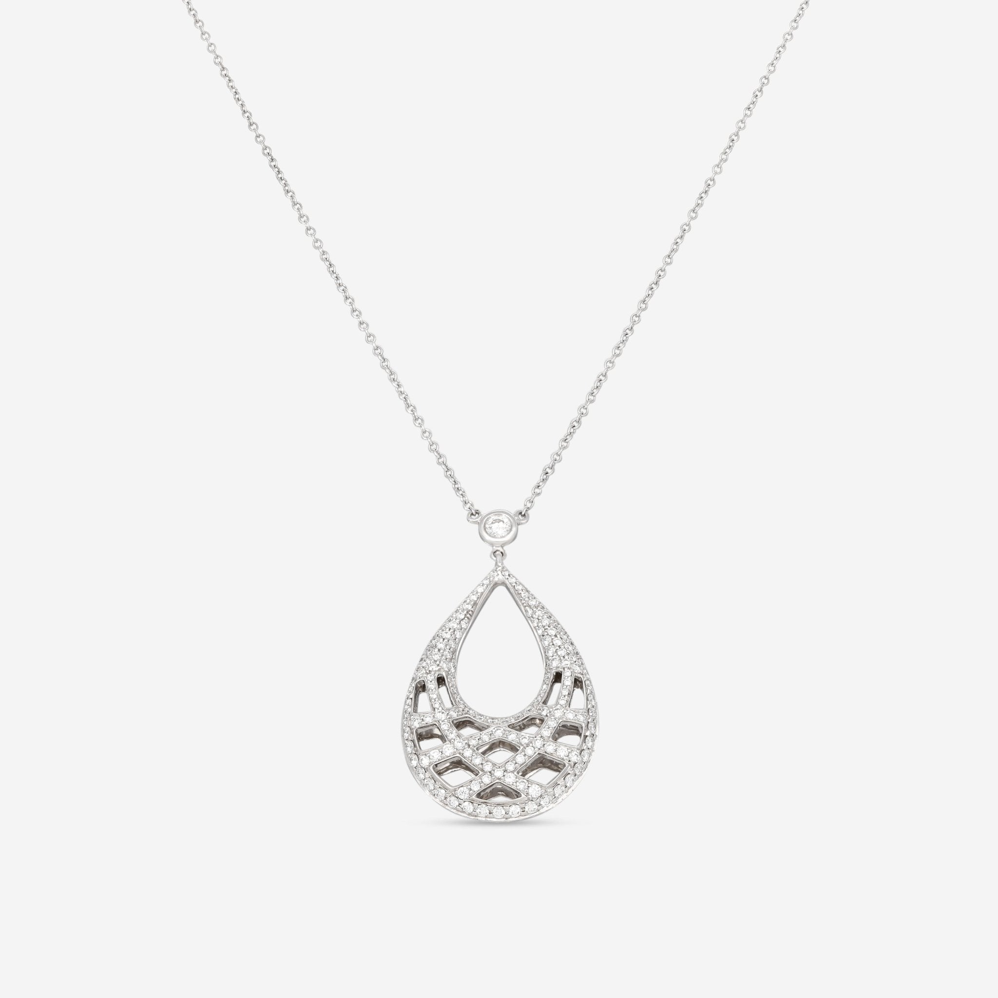 Kwiat Jacquard 18K White Gold Diamond Teardrop Pendant Necklace N - 9443 - 0 - DIA - 18KW - THE SOLIST - Kwiat