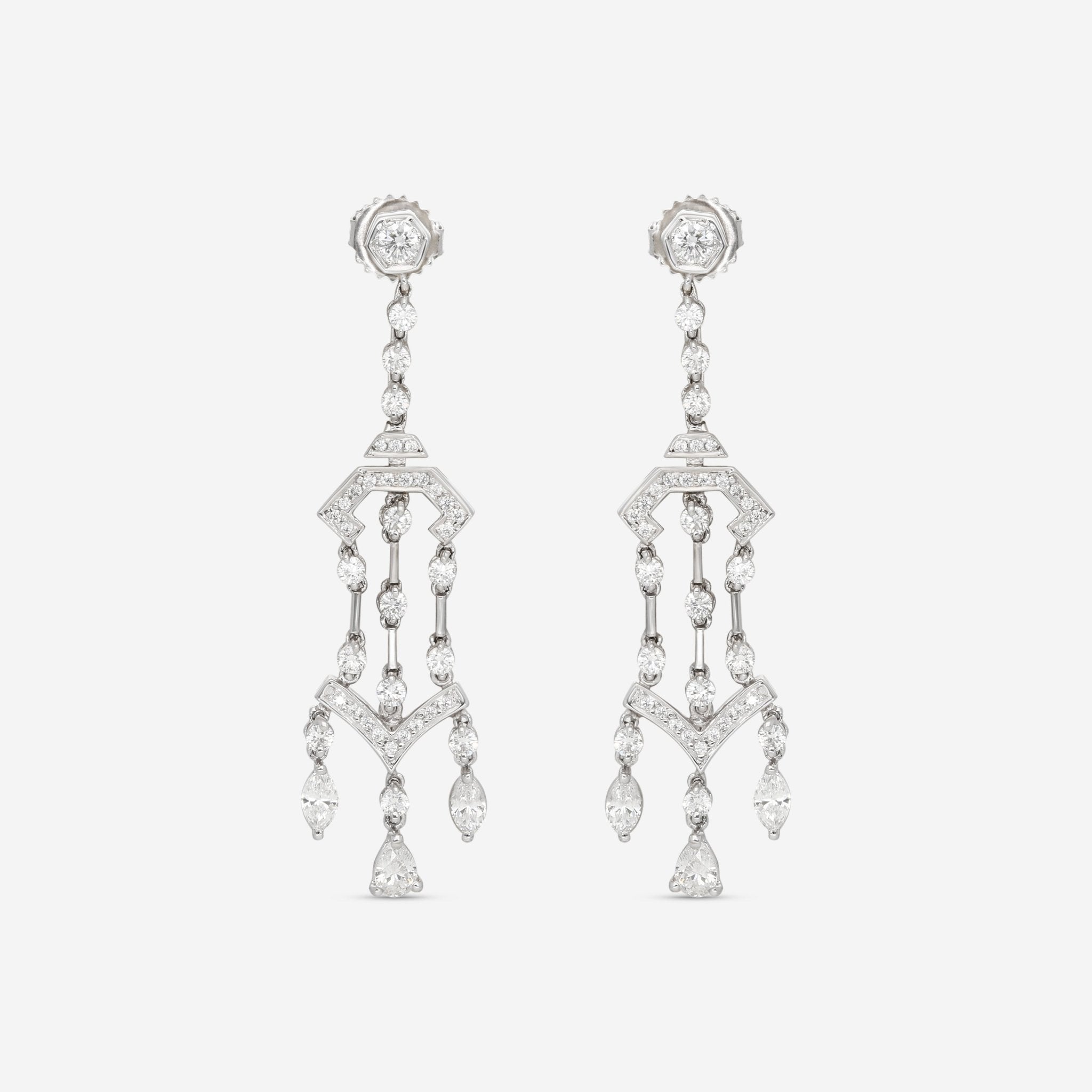 Kwiat Pagoda 18K White Gold Diamond Chandelier Earrings E - 15847 - 0 - DIA - 18KW - THE SOLIST - Kwiat