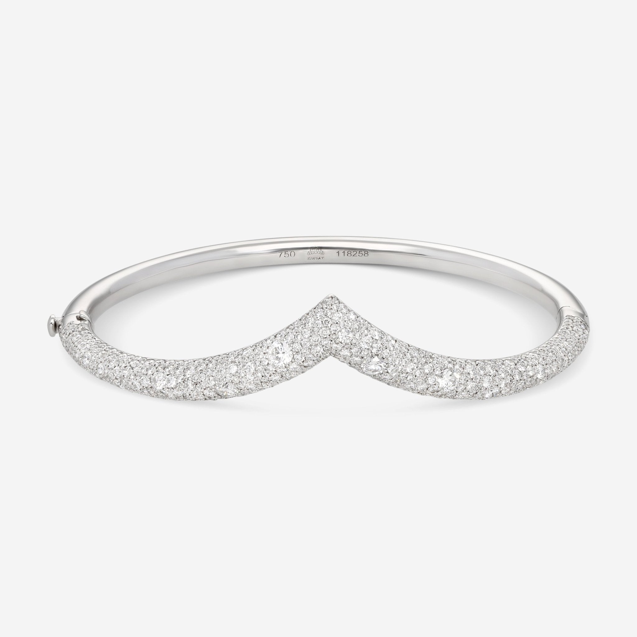 Kwiat Tempo 18K White Gold Diamond 3.32ct. Cuff Bangle Bracelet W - 14385 - 0 - DIA - 18KW - THE SOLIST - Kwiat