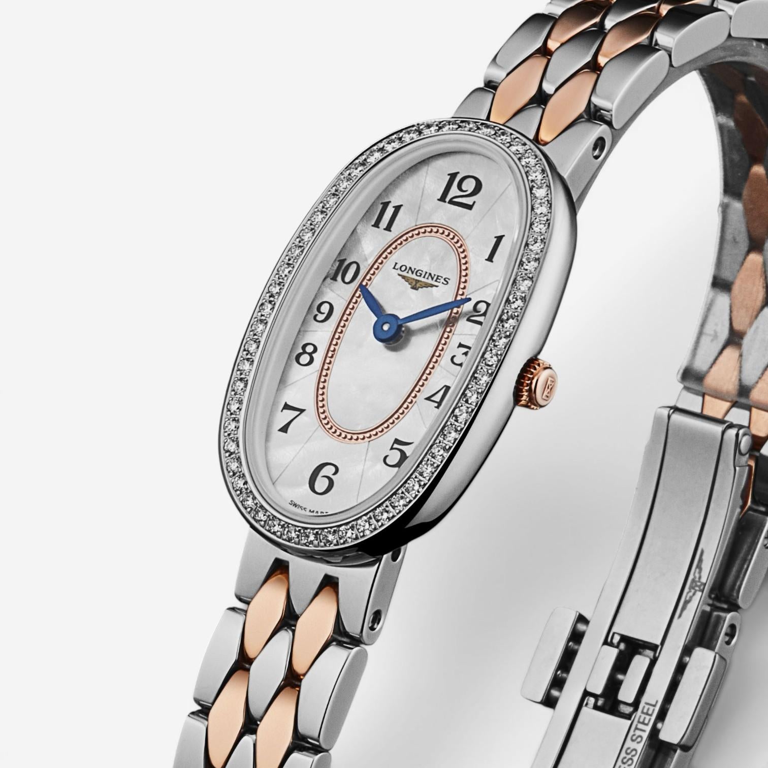 Longines Symphonette Stainless Steel & 18K Rose Gold Quartz Ladies Watch L2.305