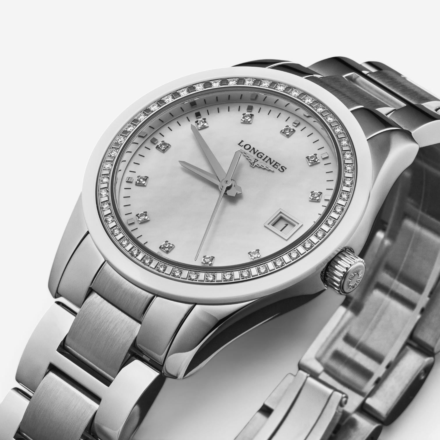 Longines Conquest Stainless Steel Diamond Quartz Ladies Watch L2.387.0.87.6