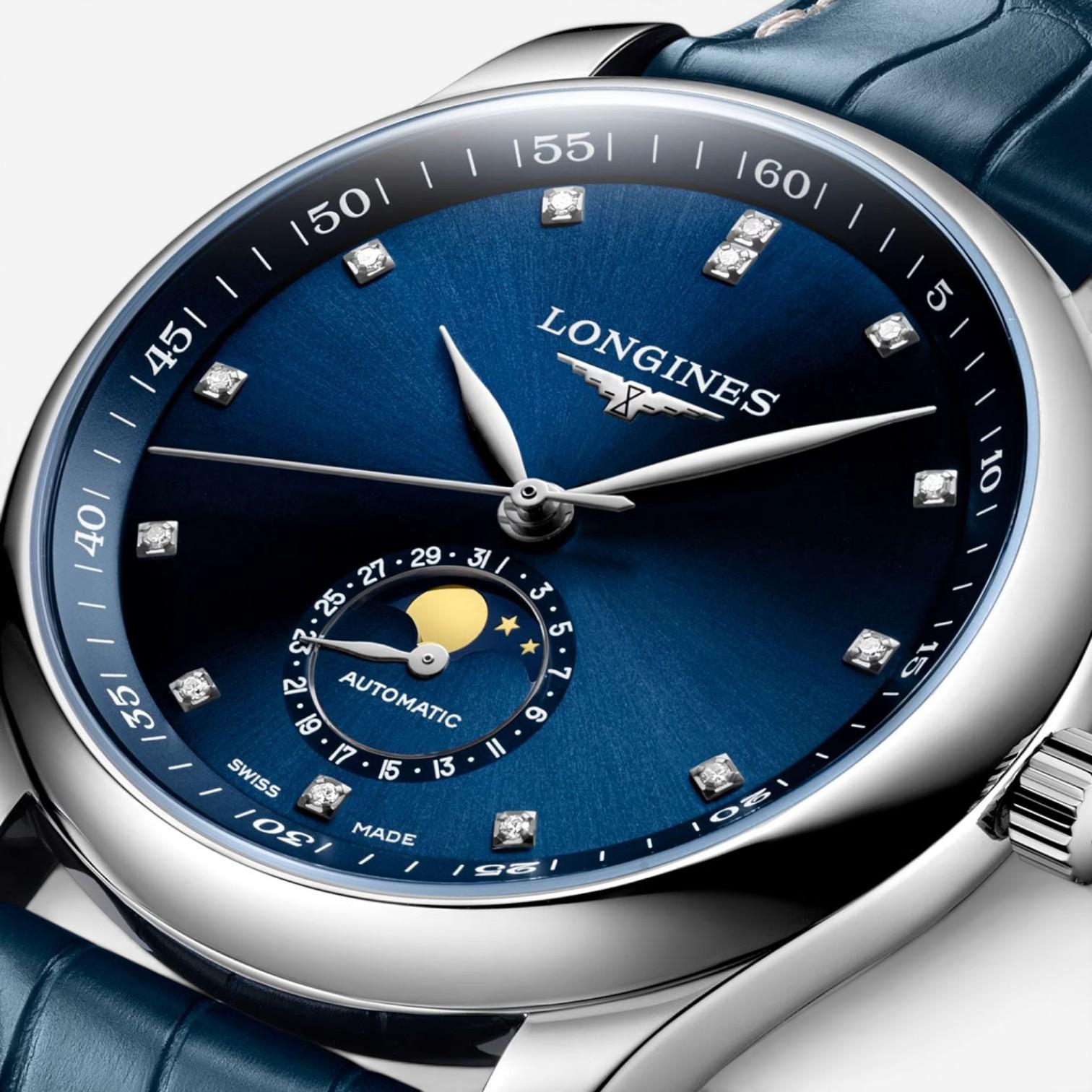 Longines Master Moonphase Stainless Steel Diamond Automatic Men's Watch L2.909.4