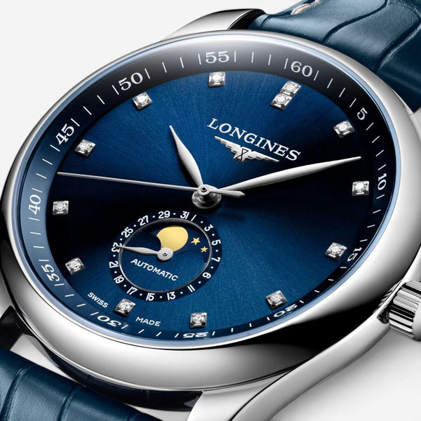 Longines Master Moonphase Stainless Steel Diamond Automatic Men's Watch L2.909.4