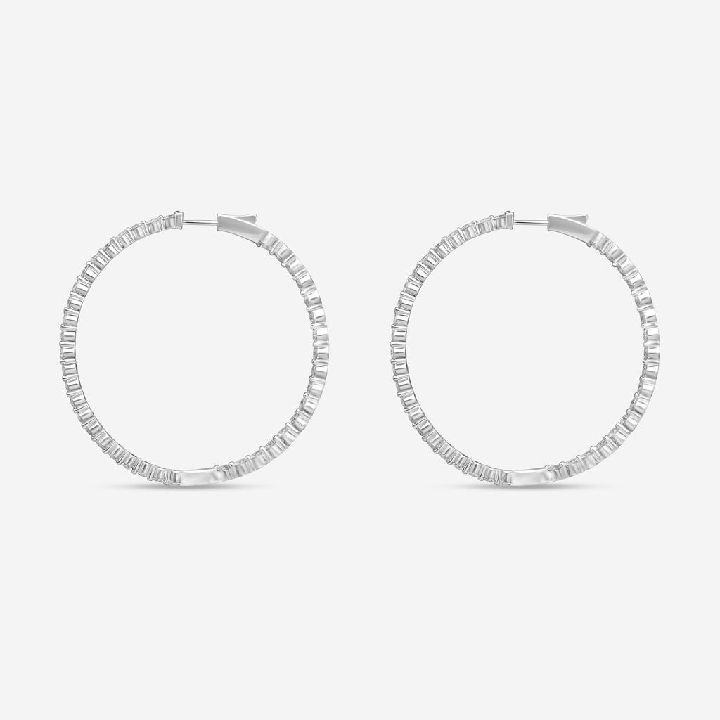 Ina Mar 14K White Gold Diamond Shared Prong Hoop Earrings E1183D-FW-400F - THE SOLIST