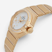 Omega Constellation 18K Yellow Gold Diamond Automatic Ladies Watch 123.55.27.20.