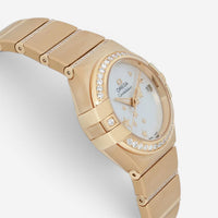 Omega Constellation 18K Yellow Gold Diamond Automatic Ladies Watch 123.55.27.20.