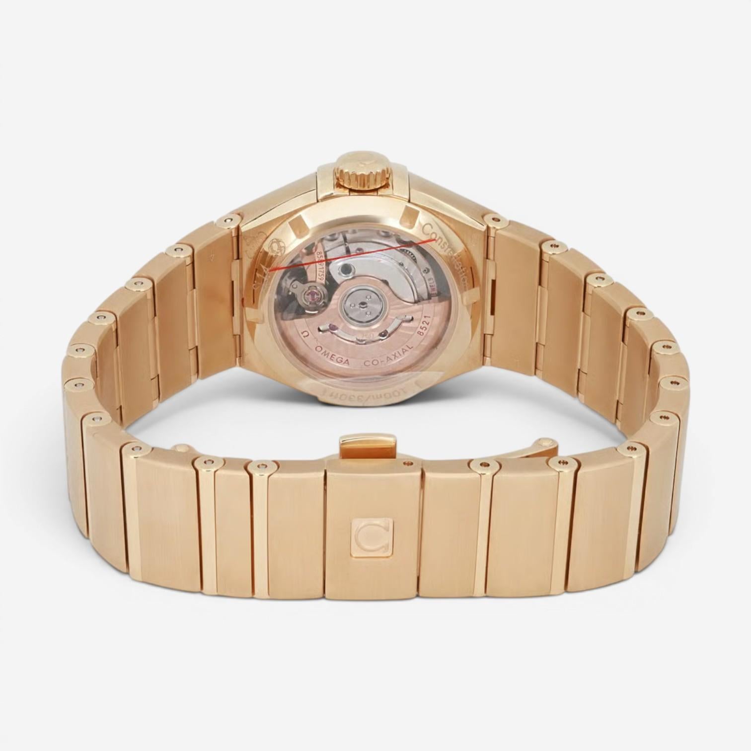 Omega Constellation 18K Yellow Gold Diamond Automatic Ladies Watch 123.55.27.20.
