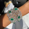 Diana M. Jewels 18K White Gold Emerald & Diamond Multi-Strand Bracelet LB1171-1