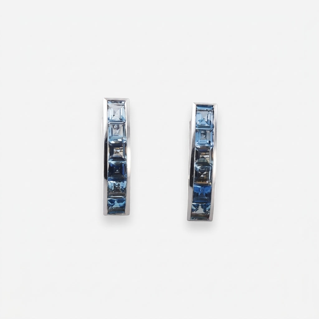 Garrard & Co. Ltd. 18K White Gold Blue Topaz Hoop Earrings OG-366098 - THE SOLIST