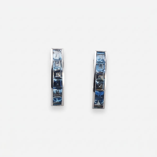 Garrard & Co. Ltd. 18K White Gold Blue Topaz Hoop Earrings OG-366098 - THE SOLIST