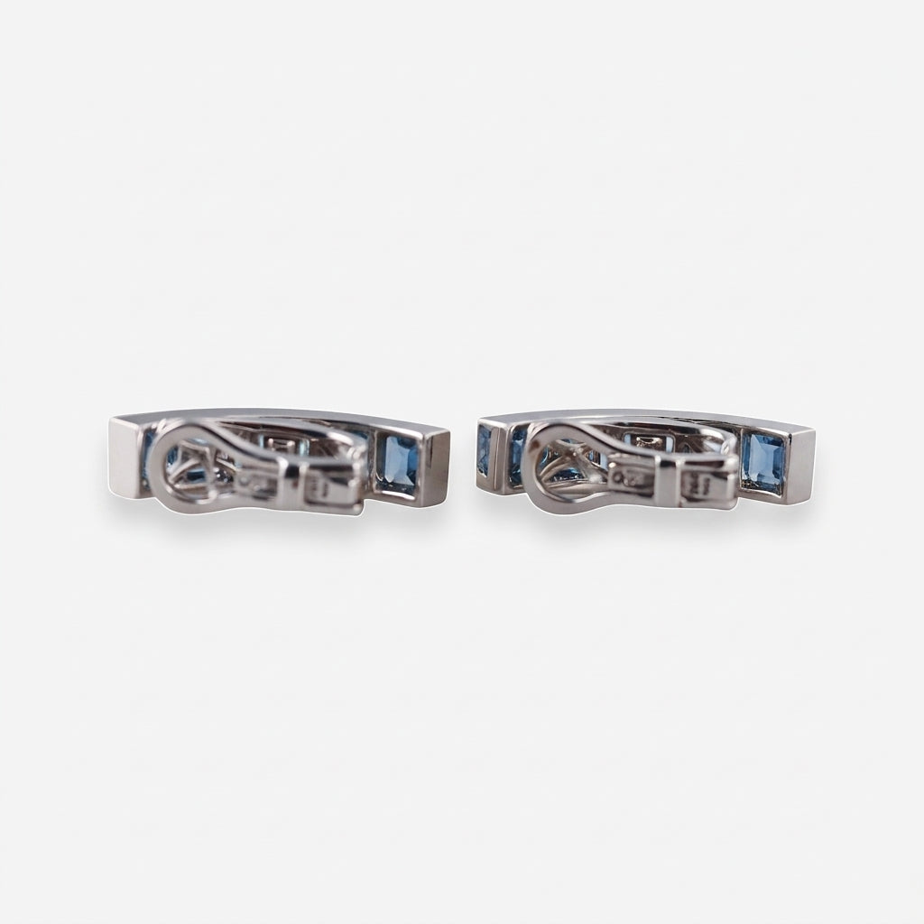 Garrard & Co. Ltd. 18K White Gold Blue Topaz Hoop Earrings OG-366098 - THE SOLIST