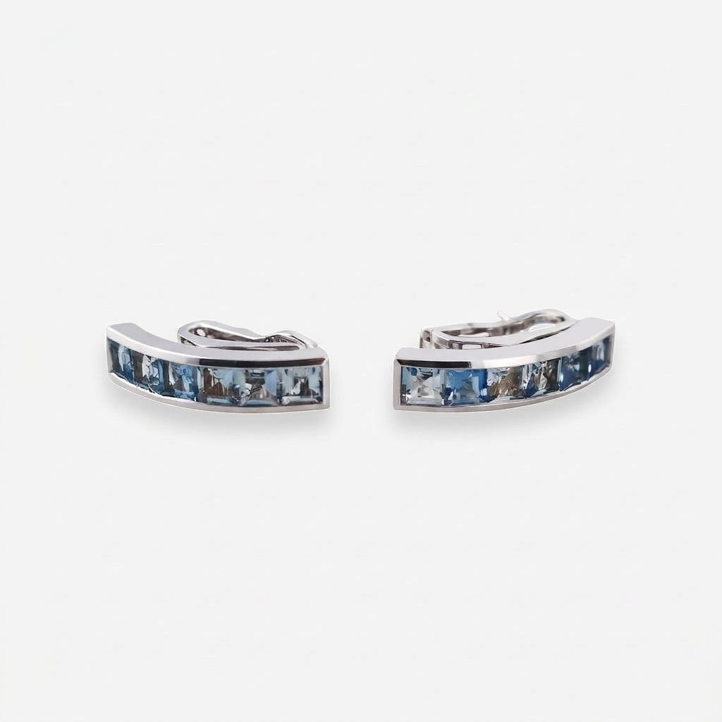Garrard & Co. Ltd. 18K White Gold Blue Topaz Hoop Earrings OG-366098 - THE SOLIST