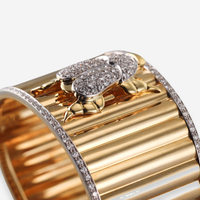 Valente 18K Yellow and White Gold Diamond Scarab Beetle Cuff Bracelet OG-35757