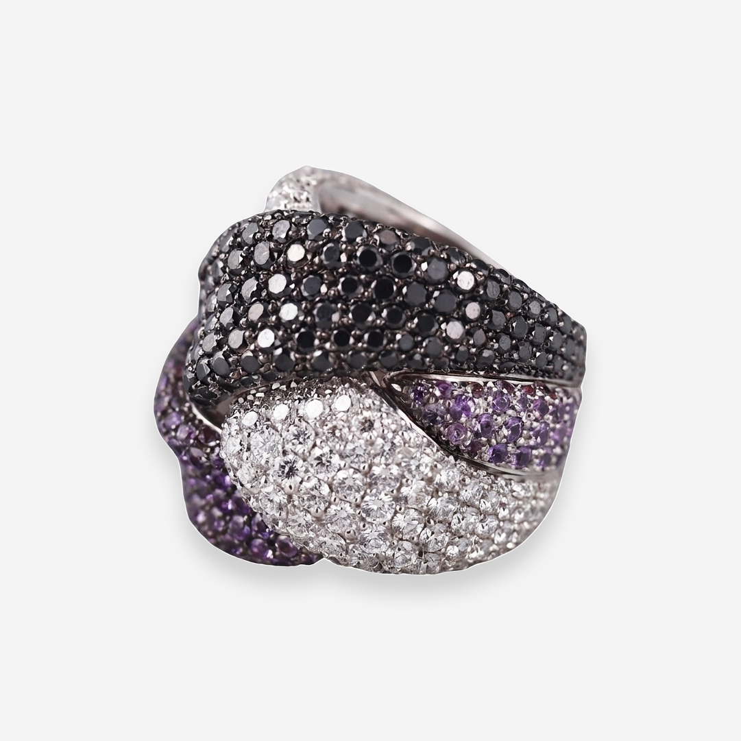 Palmiero 18K White Gold Diamond & Purple Gemstone Cocktail Ring Sz. 5.5 OG-35759 - THE SOLIST