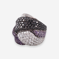 Palmiero 18K White Gold Diamond & Purple Gemstone Cocktail Ring Sz. 5.5 OG-35759 - THE SOLIST