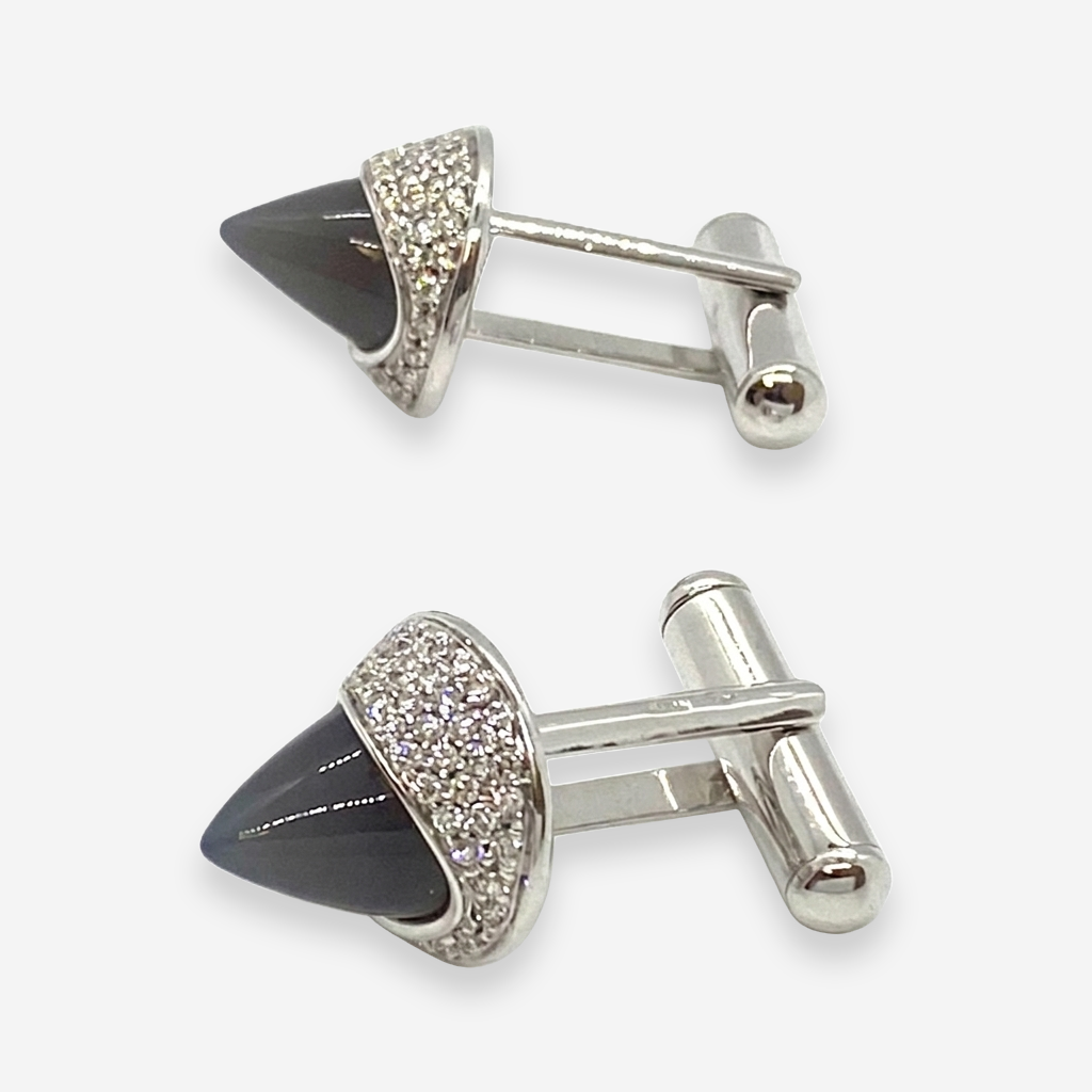 Ambrosi 18K White Gold Diamond & Moonstone Cufflinks OG-1097 - THE SOLIST