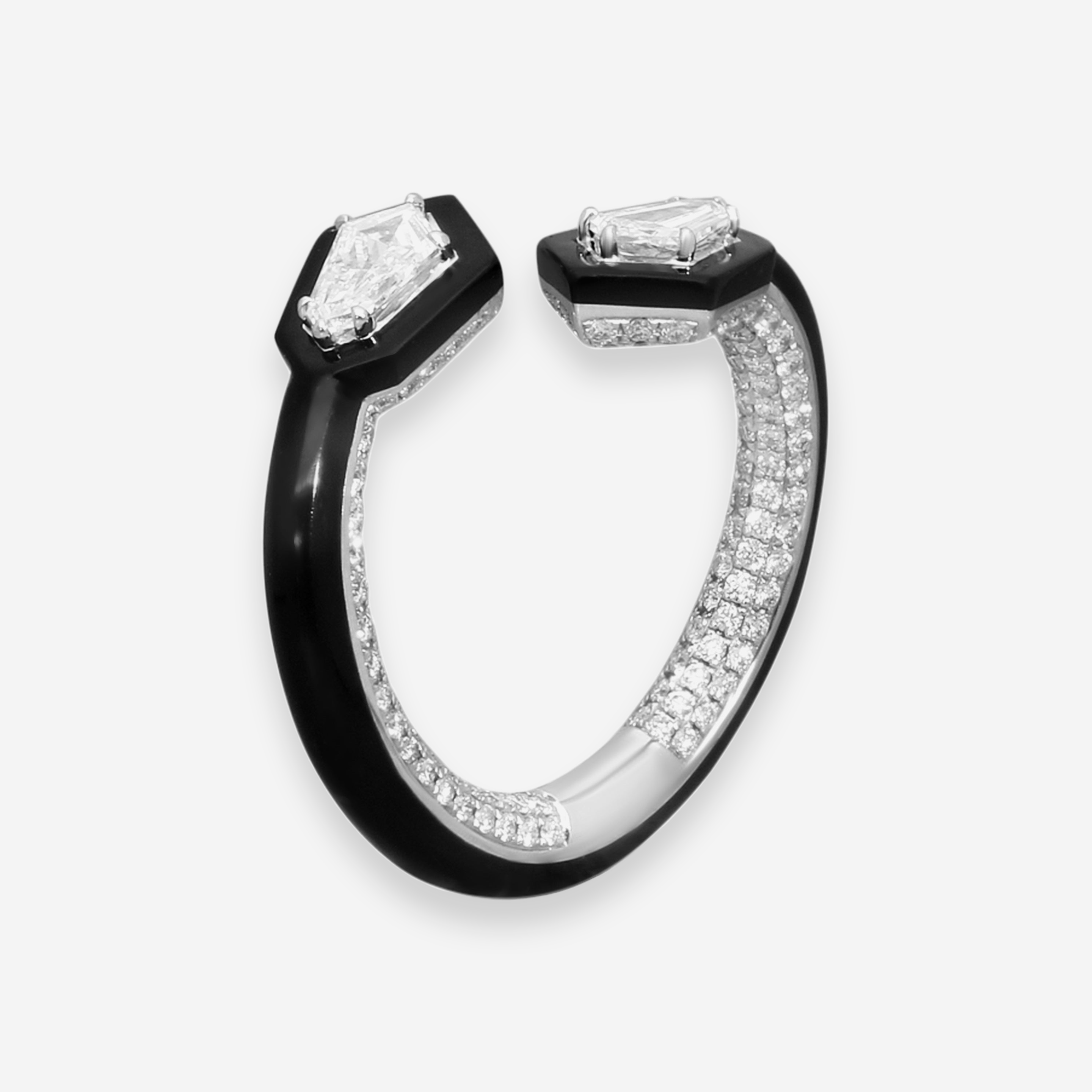 Lugano 18K White Gold Diamond and Onyx Ring Sz. 6.5 - THE SOLIST
