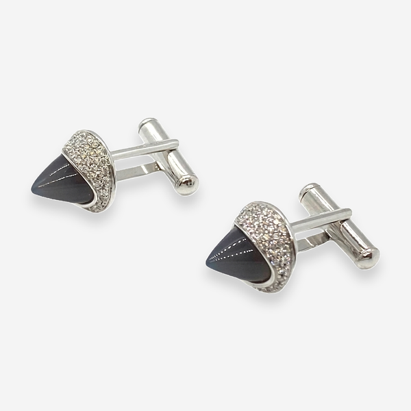 Ambrosi 18K White Gold Diamond & Moonstone Cufflinks OG-1097 - THE SOLIST