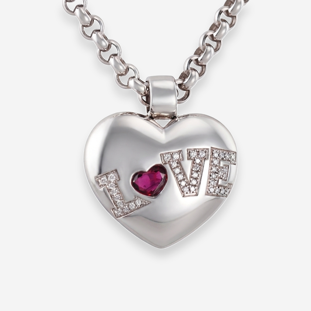 Chopard Love 18K White Gold Ruby and Diamond Pendant Necklace OG-36006 - THE SOLIST