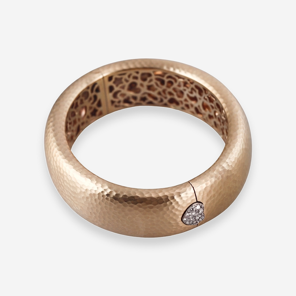 Pasquale Bruni 18K Rose Gold Diamond Hammered Bangle Bracelet OG-36296 - THE SOLIST
