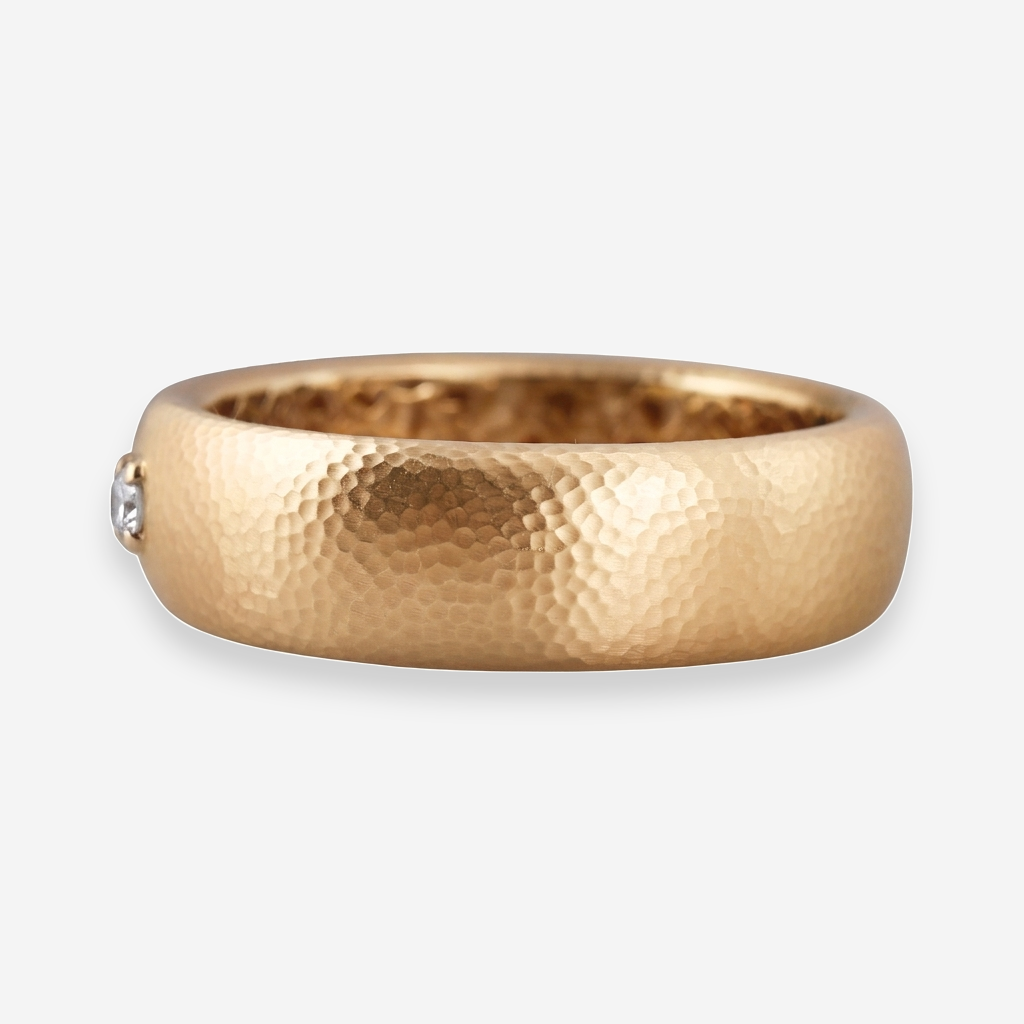 Pasquale Bruni 18K Rose Gold Diamond Hammered Bangle Bracelet OG-36296 - THE SOLIST