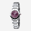 THE SOLIST Bulgari Bulgari ladies watch with purple sunray dial, diamond markers, and stainless steel bracelet.