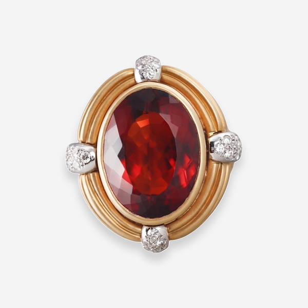 Kwiat 18K Yellow Gold Madeira Citrine and Diamond Cocktail Ring Sz. 5 OG-35181 - THE SOLIST