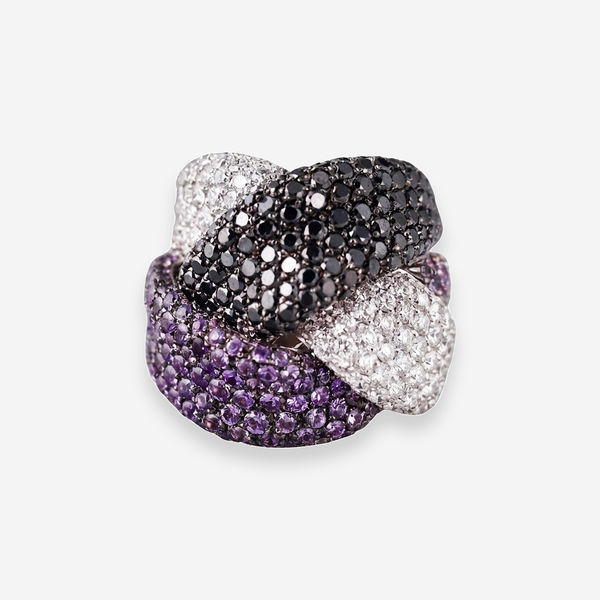 Palmiero 18K White Gold Diamond & Purple Gemstone Cocktail Ring Sz. 5.5 OG-35759 - THE SOLIST