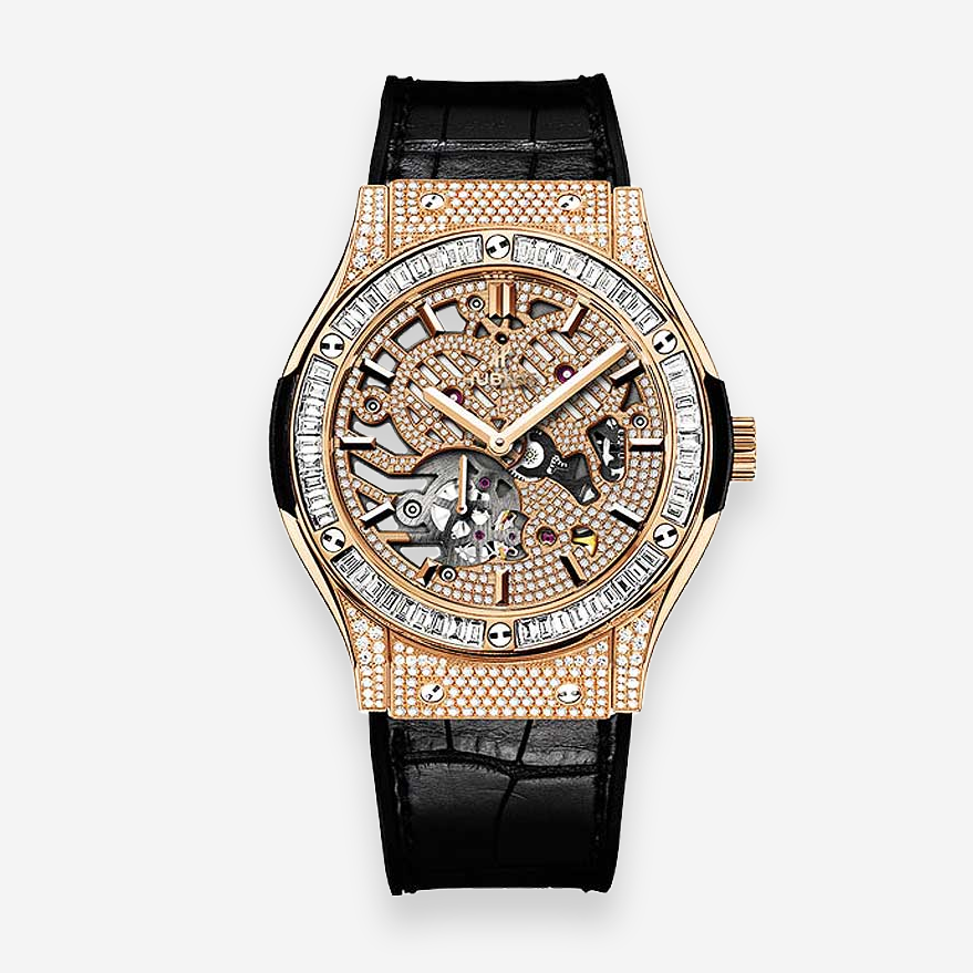 Hublot Classic Fusion Ultra Thin 18K Rose Gold Diamond Manual Wind Men's Watch 515.OX.9000.LR.0904