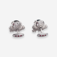 Stefano Ricci 18K White Gold Black South Sea Pearl Diamond Ruby Frog Cufflinks OG-35329 - THE SOLIST